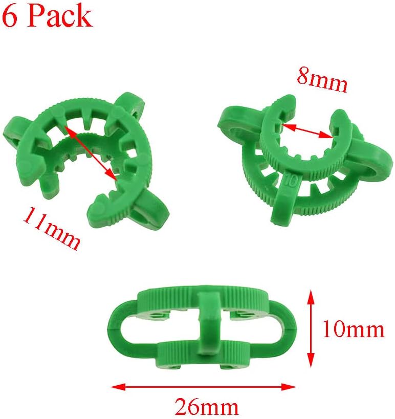 BINZZO Lab Joint Keck Clamp Clips Green Plastic 10mm Sturdy Tight Hold Easy Put on off Snug No Scrape for Joints 10/18 and 10/30 Glassware Collector Pipe Standard Taper Interface 6PC, Green-10mm 6Pcs - Image 2
